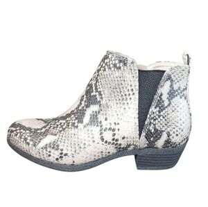 SO Ankle Boots Women's 7.5 Snakeskin Print Zip Casual Heeled Booties NWOT